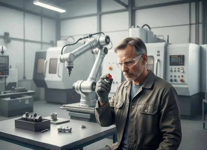 Mécanicien en cours de contrôle d'un raccord RTC