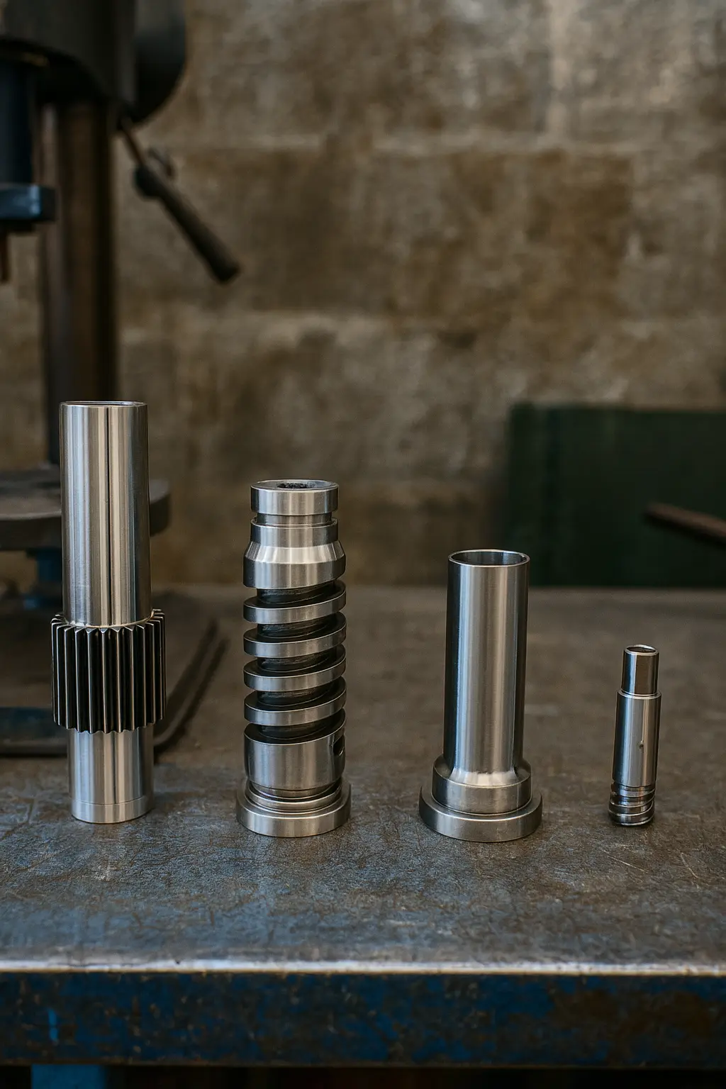Usinage de précision – axes, bagues et pignons en acier poli